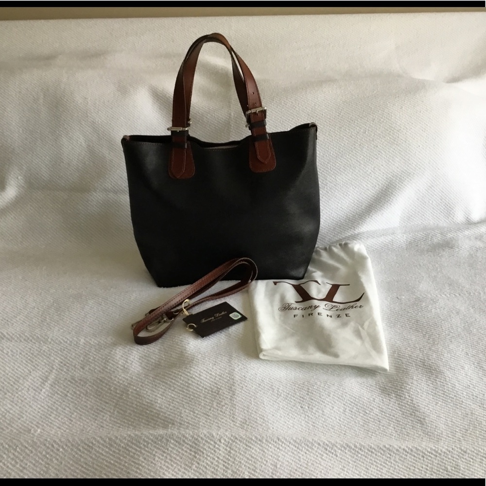 Tuscany Leather black convertible bag